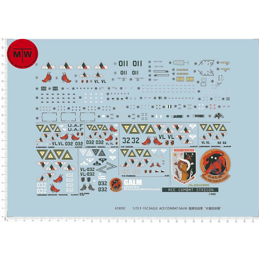 1/72 Scale Decals for F-15C Eagle Ace Combat GALM 61893C-image