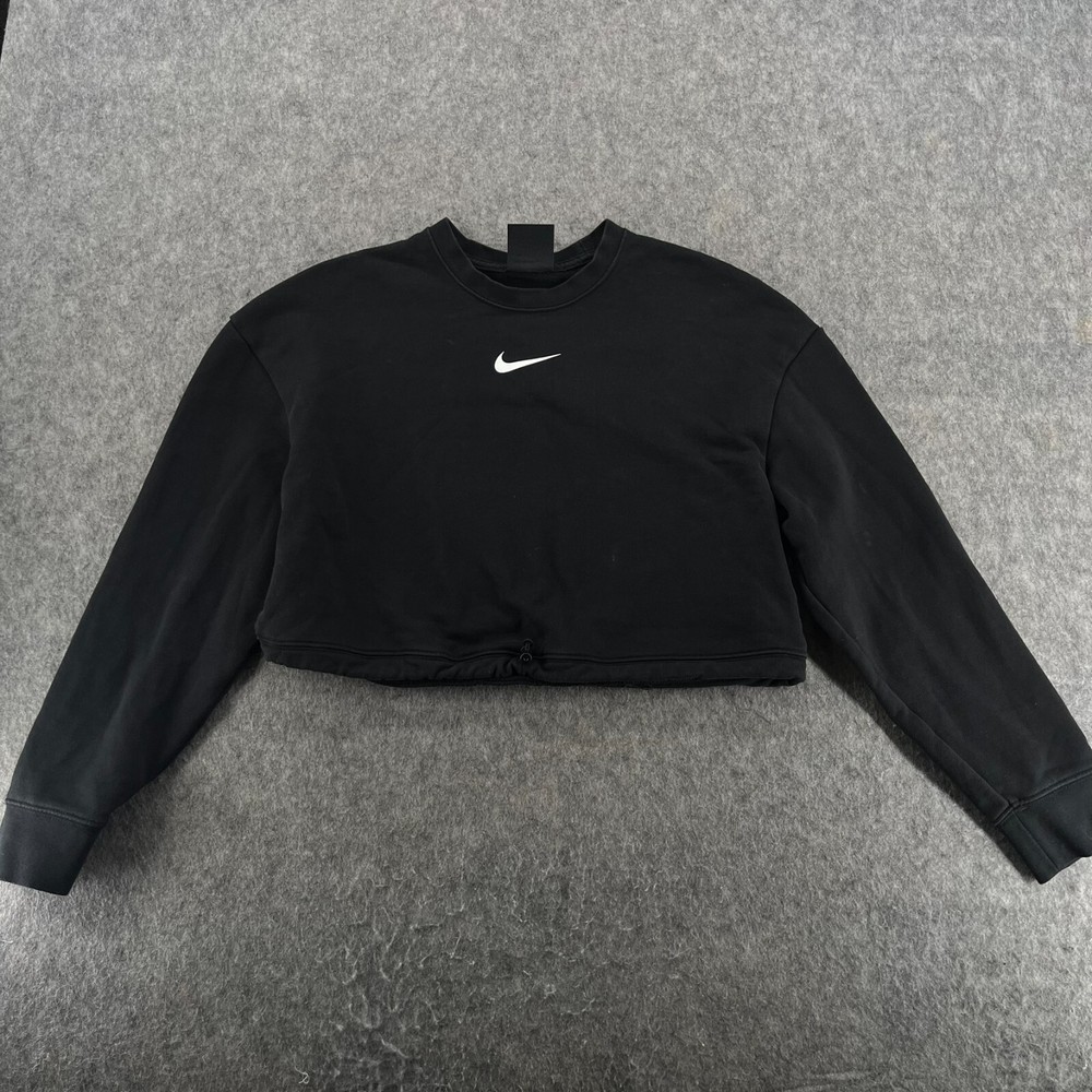 Nike Cropped Black Sweatshirt L Womens Long Sleeve