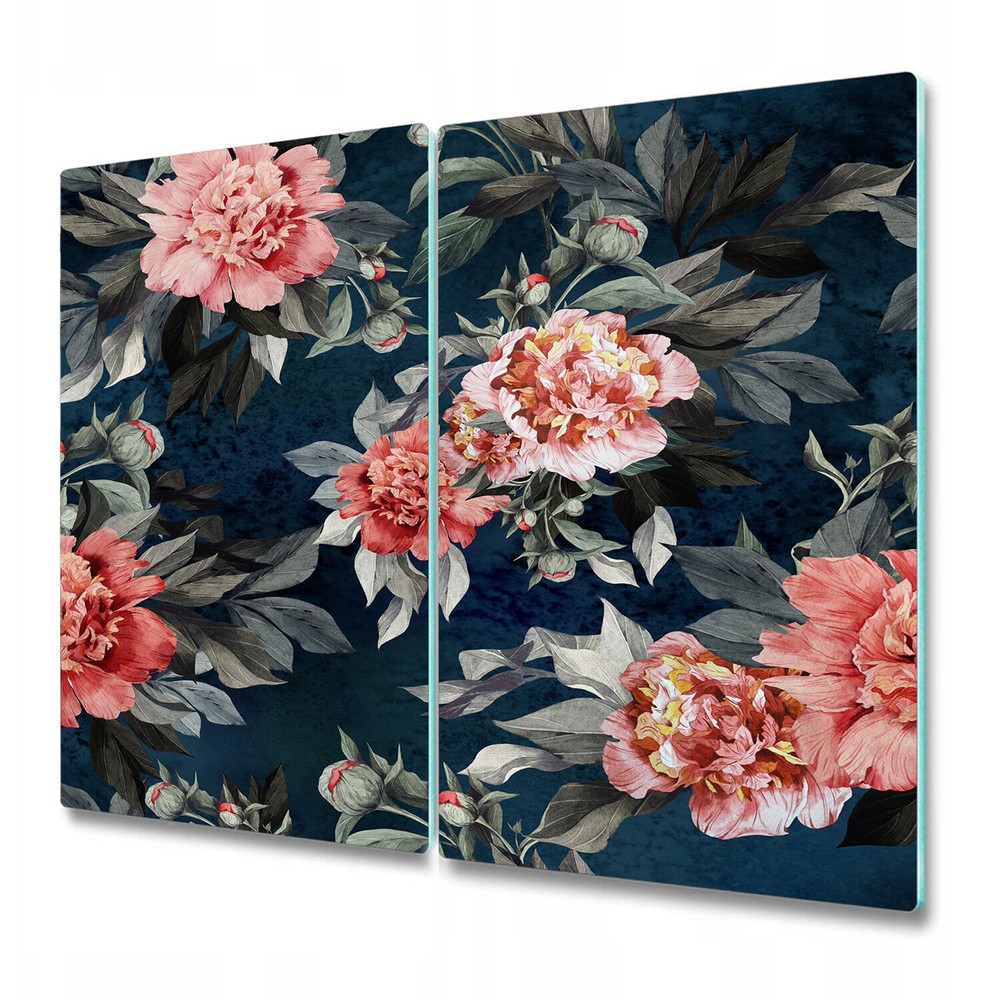 Glass Worktop Saver Kitchen Dark Floral Girls room Peony Peonies Flowers 2x30x52