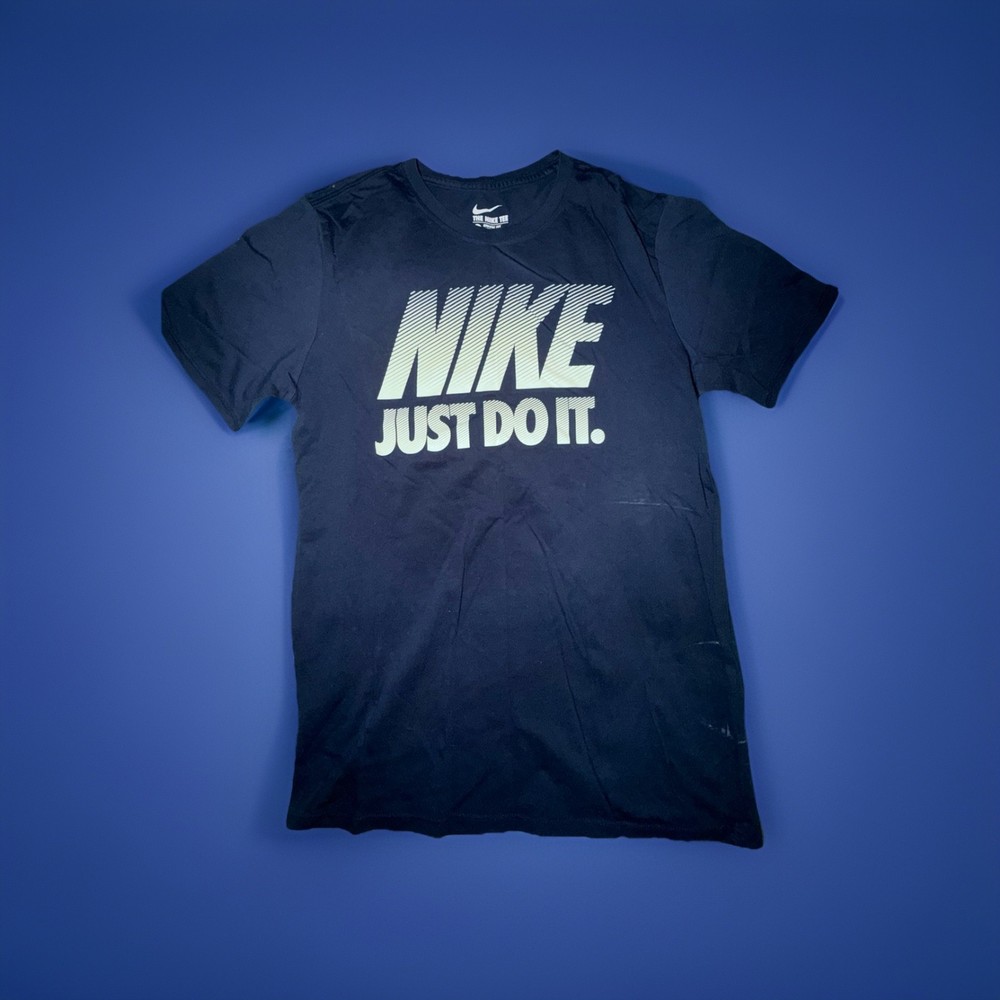 Nike Navy Blue Logo Cotton Men's Athletic Crew Neck Short Sleeve T-Shirt M