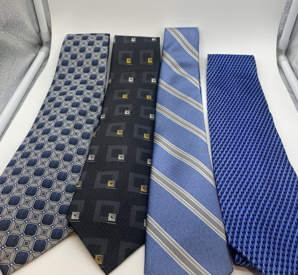 Stafford Valentino Rudy Broletto Reaction Men's Silk Ties Lot 4 Blue Black Gray…