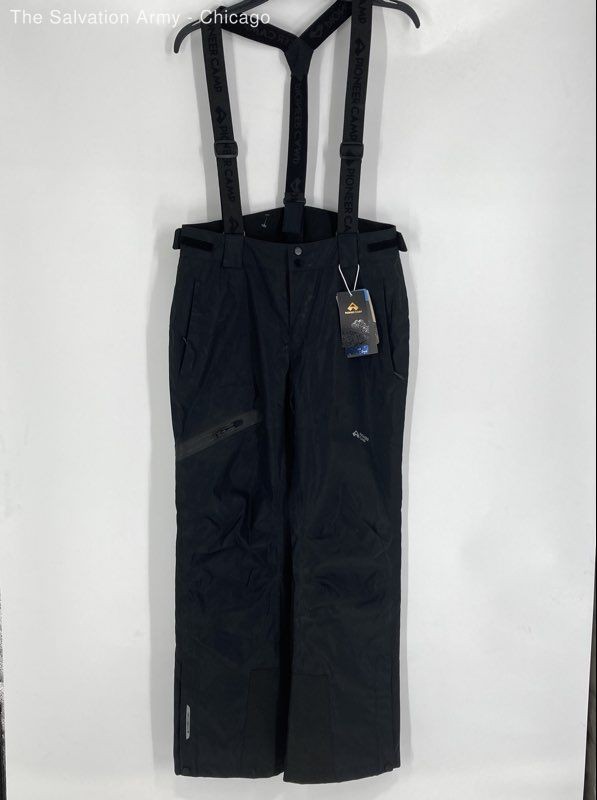 Pioneer Camp Mens Black Pockets Straight Leg Snow Bib Pants Size Large