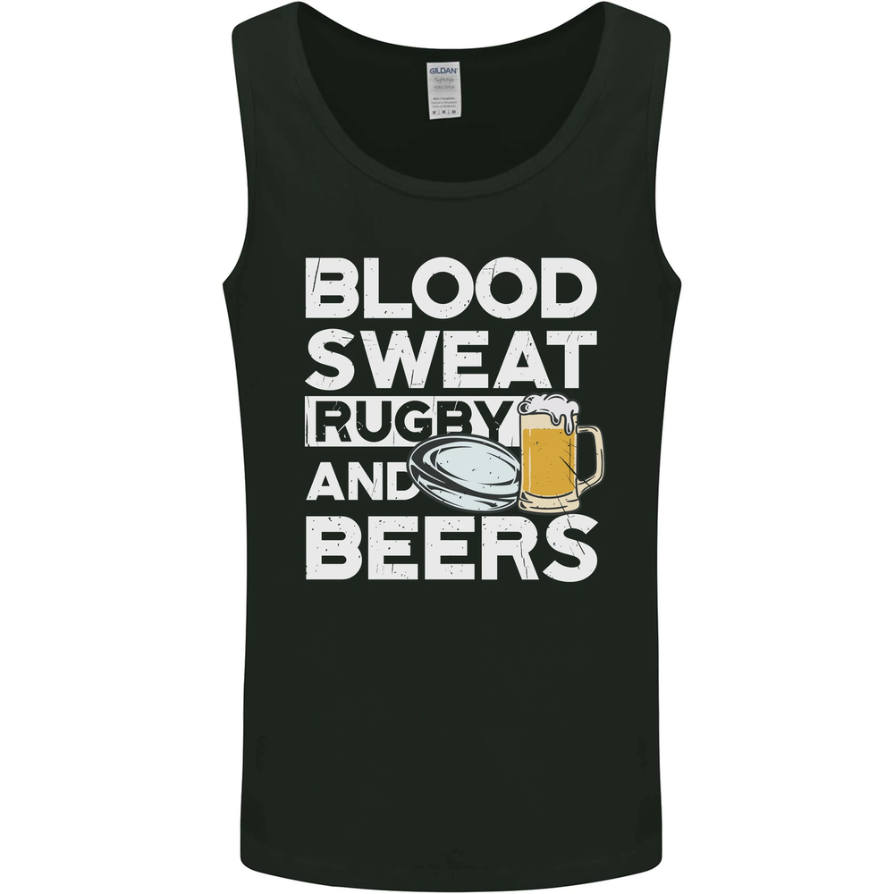 Blood Sweat Rugby Beer Funny Men's Sleeveless Vest Tank Top