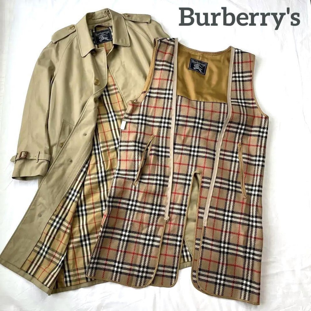 Burberry'S Stainless Steel Collar Coat With Liner Balmakaan Belt M1121