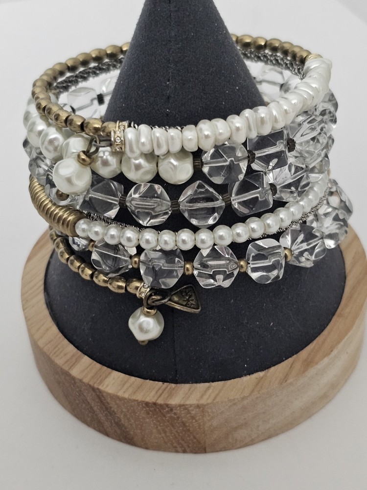 Silpada Sterling Silver Glass Brass Swarovski Crystals Pearls Bracelet