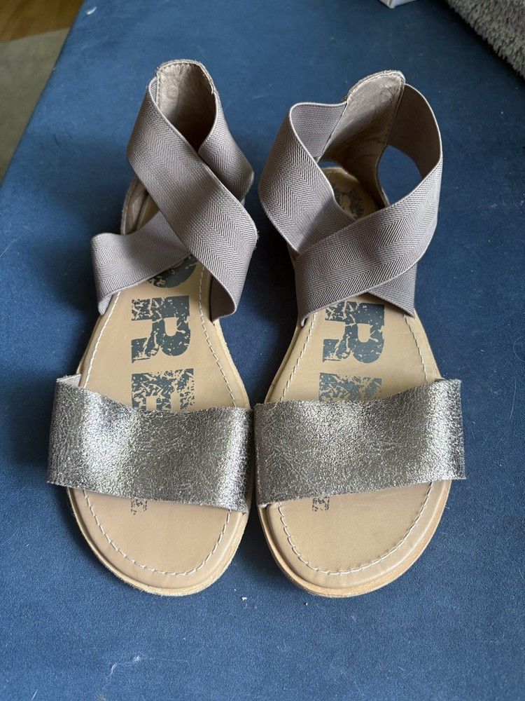 Women's SOREL Ella II Glitter Brown Leather Criss-Cross Sandals Size 8.5 M