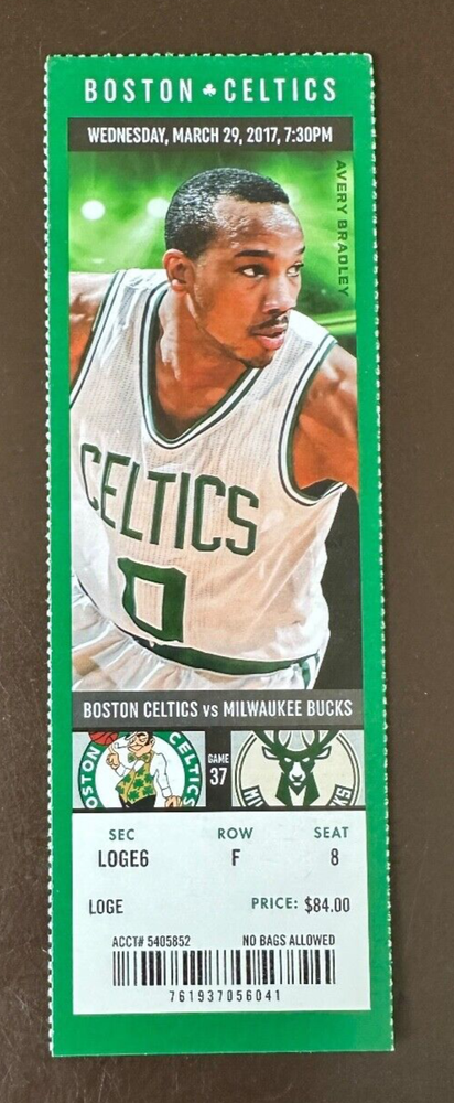 Boston Celtics 3/29/2017 NBA ticket stub vs Milwaukee Bucks
