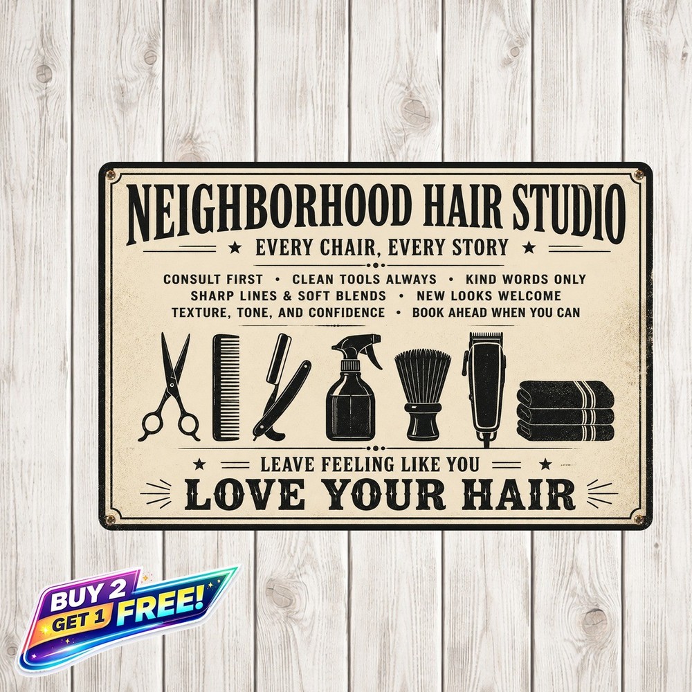 Hair Salon Barber Shop Classic Wall Decor Metal Tin Sign Plaque