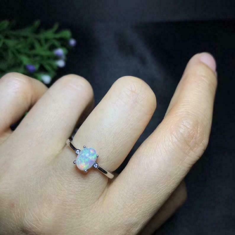 925 Sterling silver 14k Gold plated Fire Opa Bridesmaid Engraved Ring Size 7