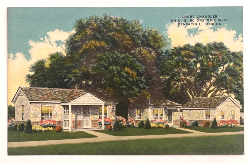 Court Chandler US 90 Pensacola Florida Linen Postcard