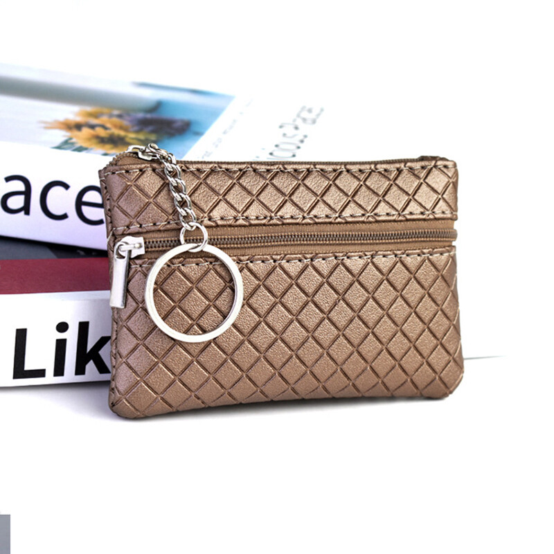 Woven Zipper Coin Purse Key Card Holder Earphone Organizer Wallet