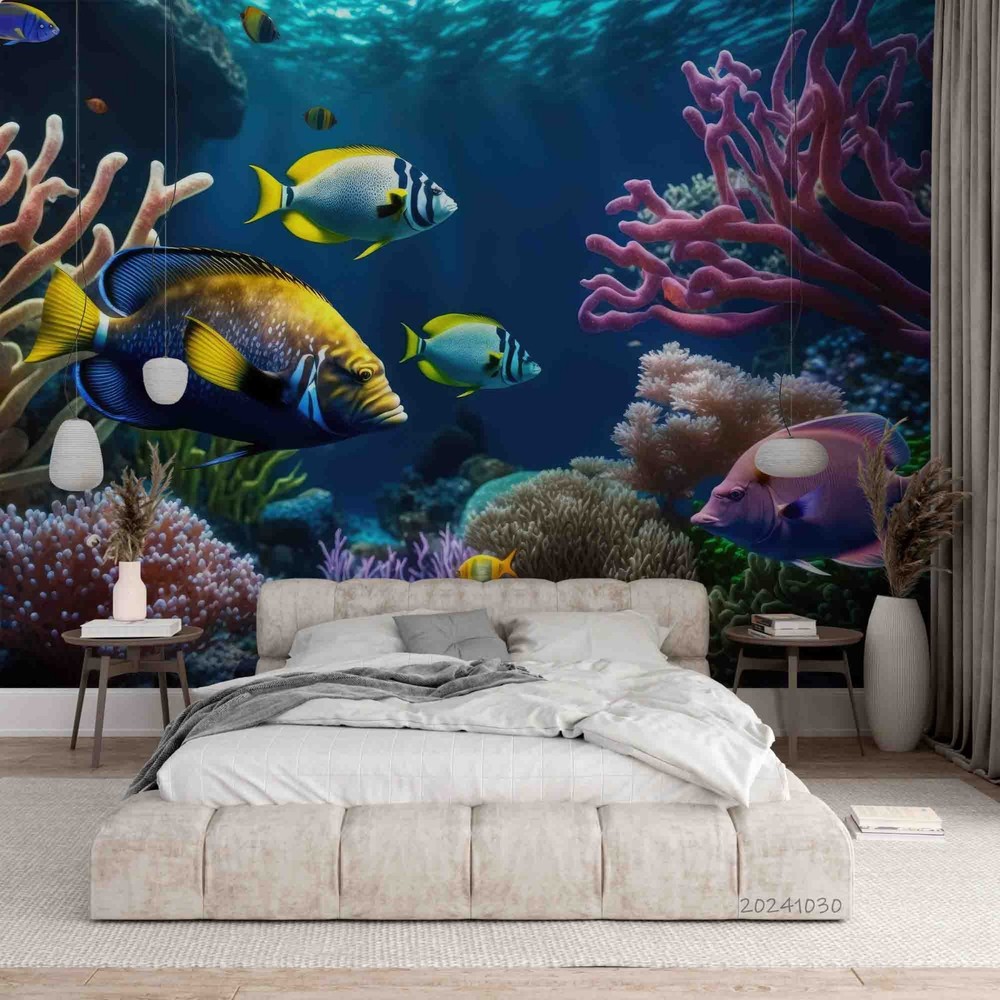 3D Ocean Coral Fish Landscape Wall Murals Wallpaper Murals Wall Sticker 17