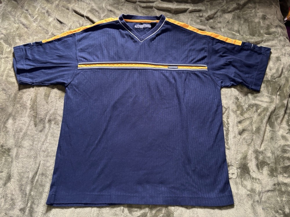 Vintage Y2K Zero Tolerance Shirt Mens XL Blue Yellow V Neck Tee Skater Hip Hop