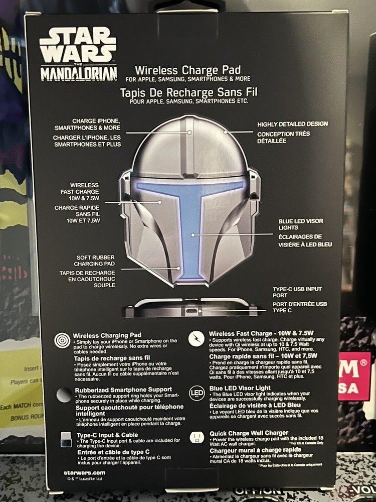 ✨🎃SHIPS TODAY!🎃✨Star Wars MANDALORIAN Wireless Phone Charger Pad Apple Android