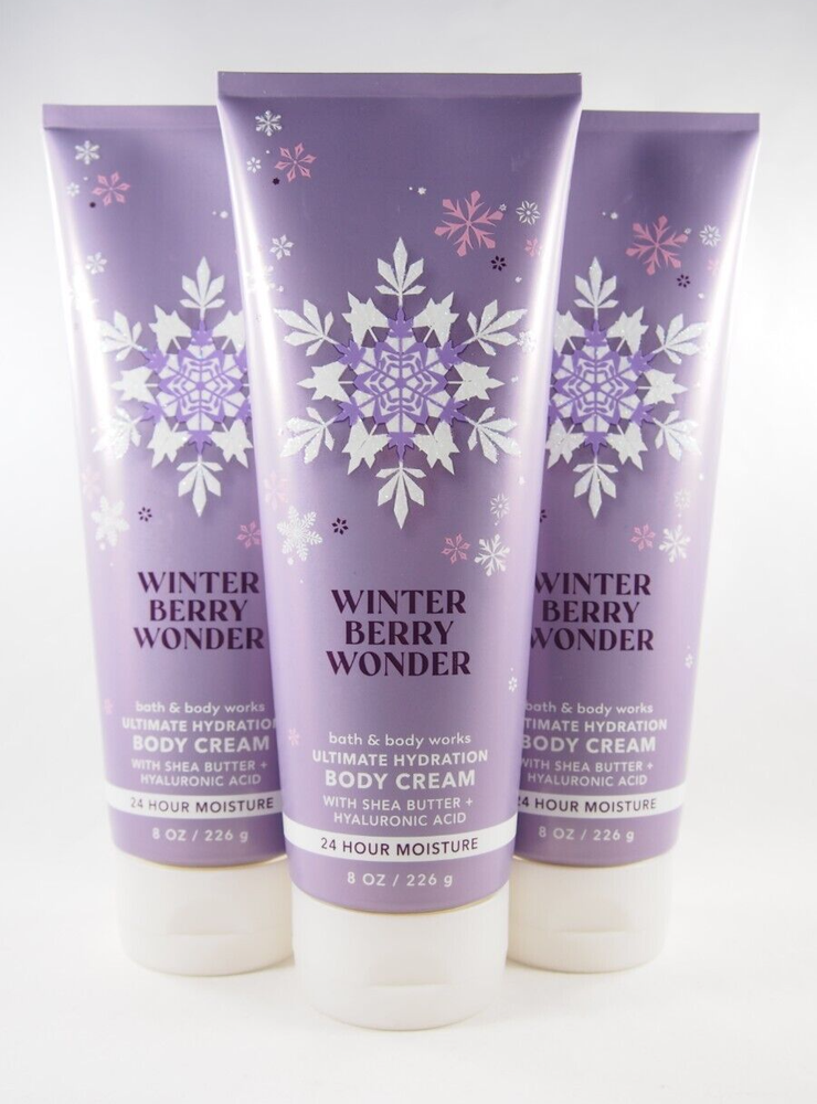 (3) Bath Body Works Winter Berry Wonder Hyaluronic Acid Hydration Body Cream 8oz-image