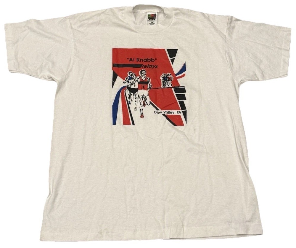 Vintage 90s Al Knabb Relays Fruit Of The Loom BEST Men’s Tee Shirt Size XL Race