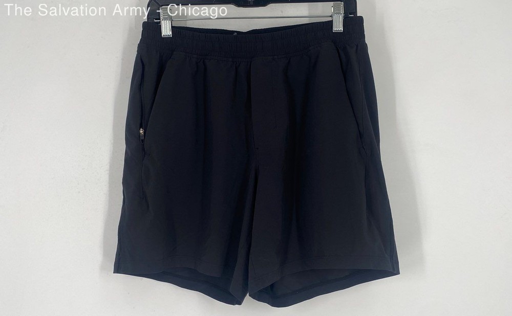 Lululemon Mens Black Elastic Waist Pull-On Activewear Athletic Shorts Size Large