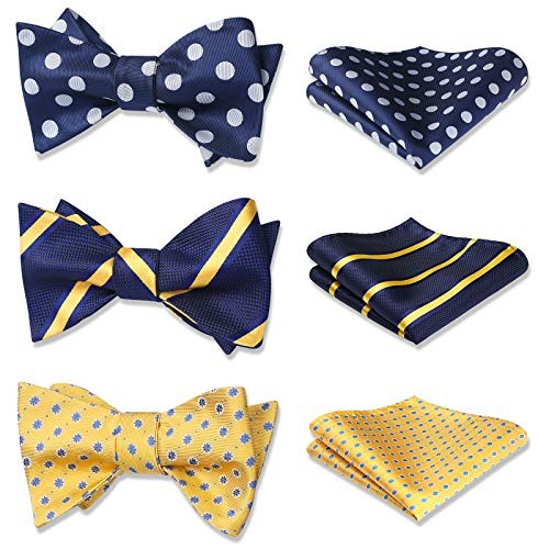 3pcs Men's Self-Tie Bow Tie & Pocket Square Set B3-22