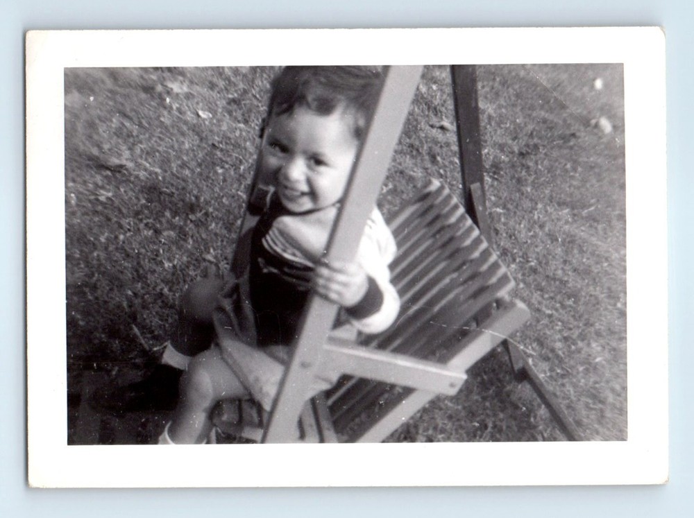 Old Vintage Photo SMILING TODDLER SITTING IN YARD FOUND PHOTOGRAPH SNAPSHOT