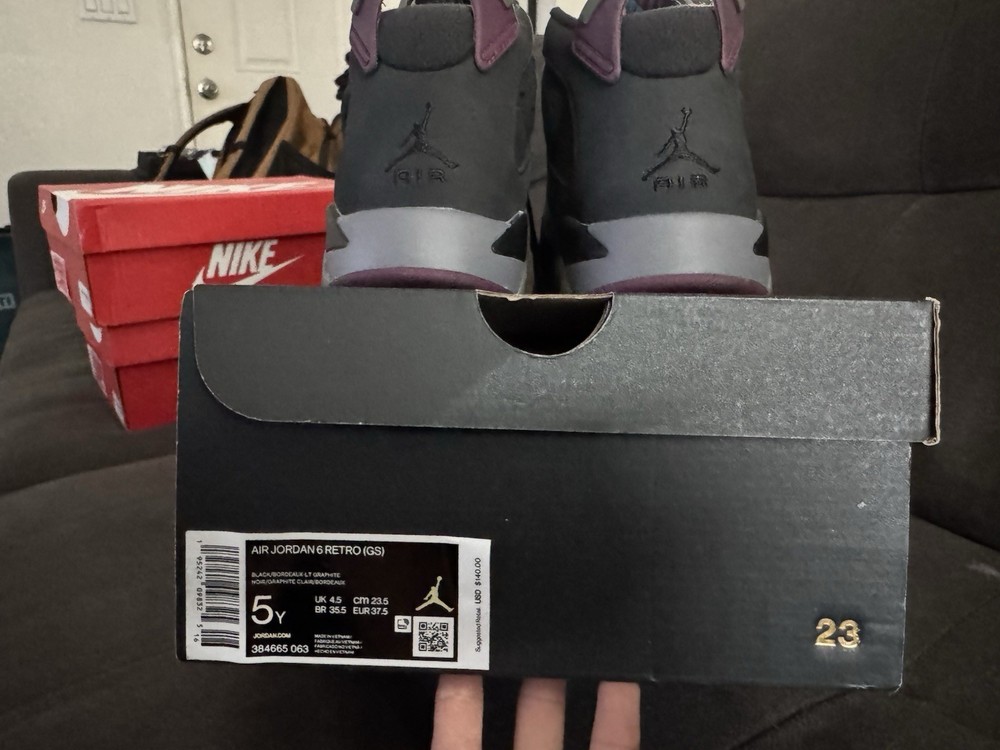 Air Jordan Retro 6 Bordeaux GS Sneakers Size 5