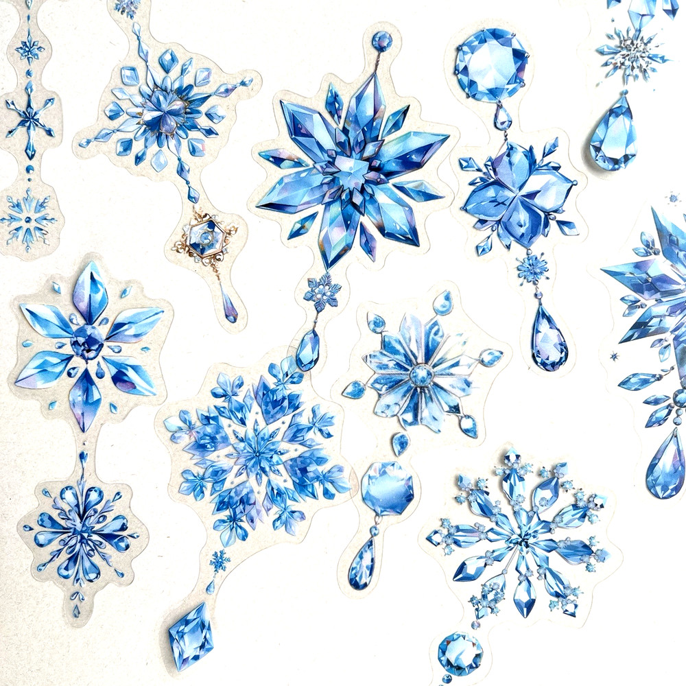 Blue Hanging Snowflake Stickers Junk Journal Collage Scrapbooking