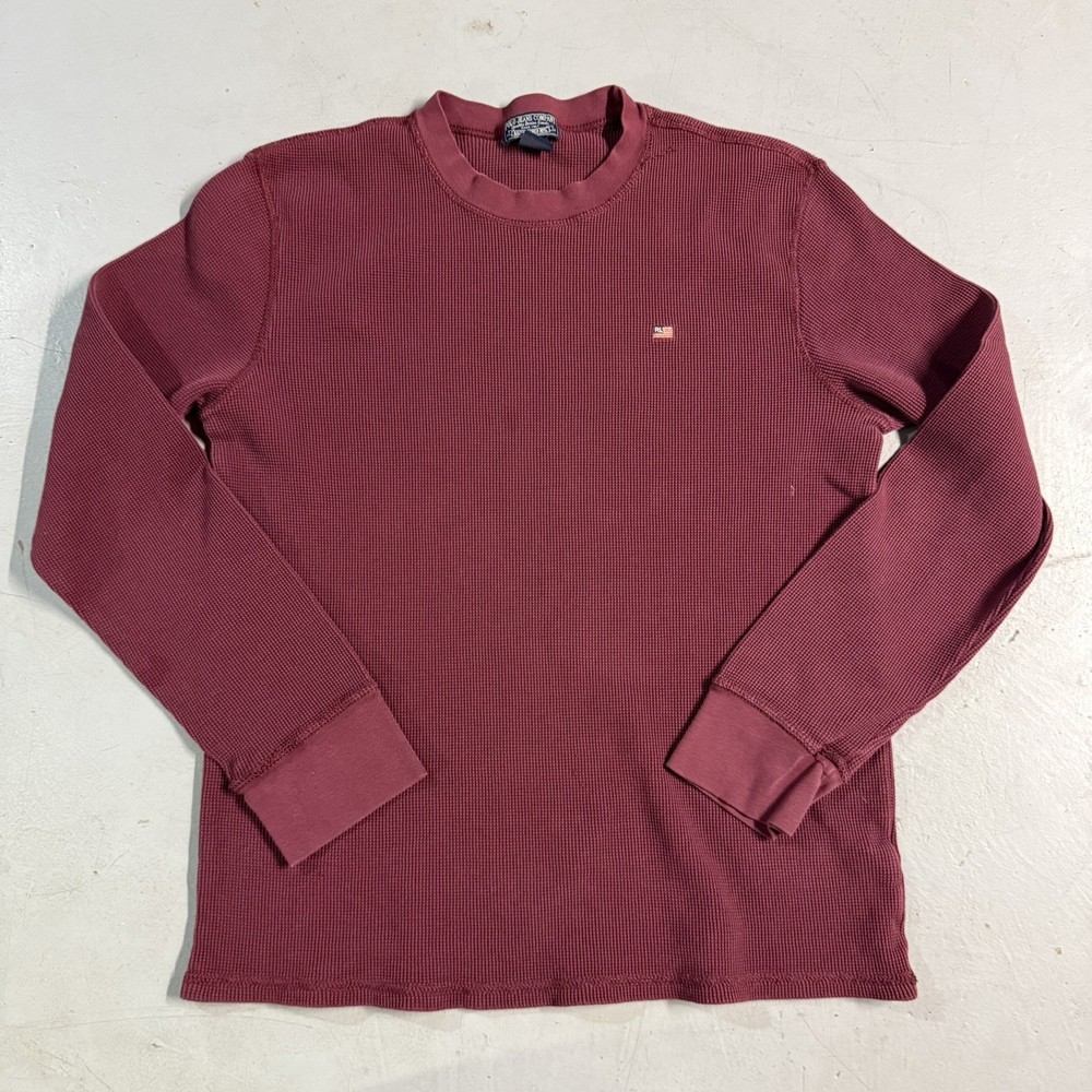 Vtg Polo Ralph Lauren Polo Jeans Co Shirt Mens XL Barn Red Long Sleeve Thermal