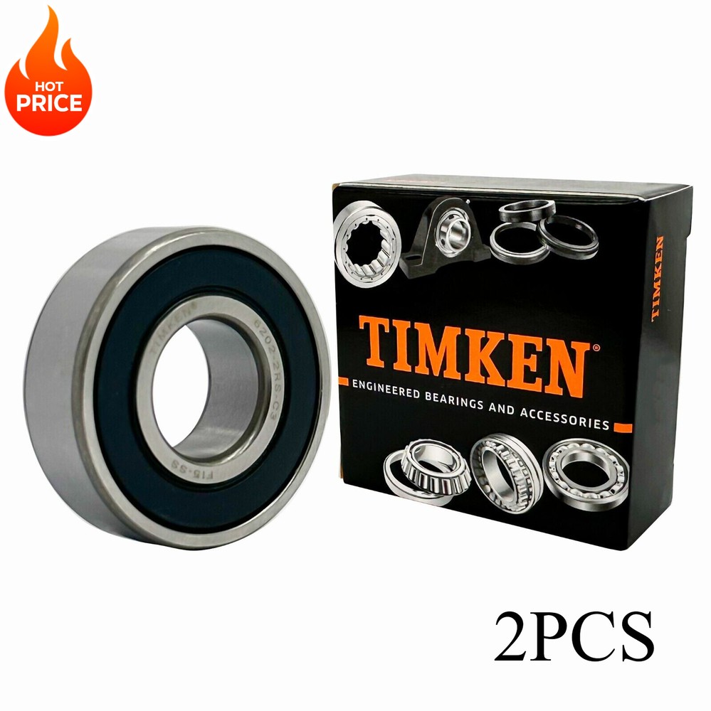2PACK Timken 6202-2RS C3 Ball Bearings 15x35x11mm Double Rubber Sealed