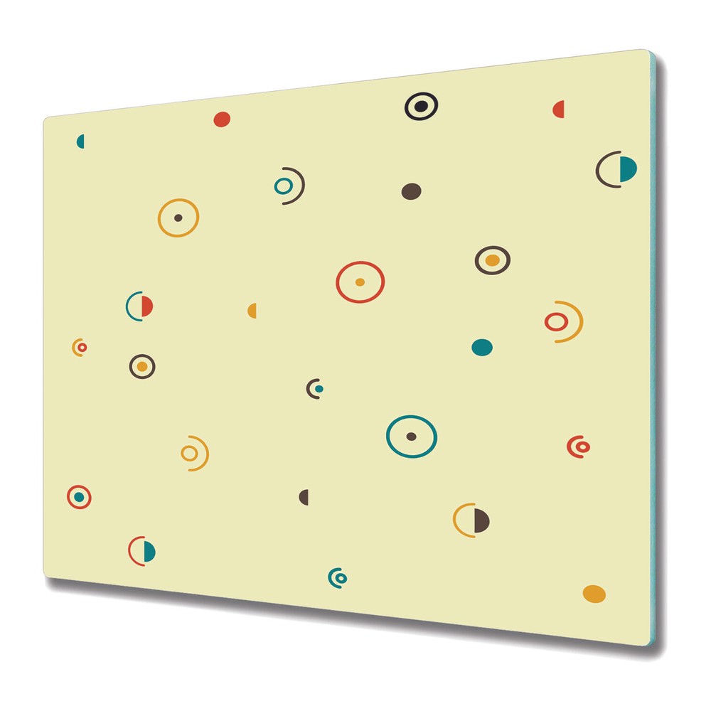 Glass Chopping Board Worktop Saver Retro Circles Abstract Geometric 60x52