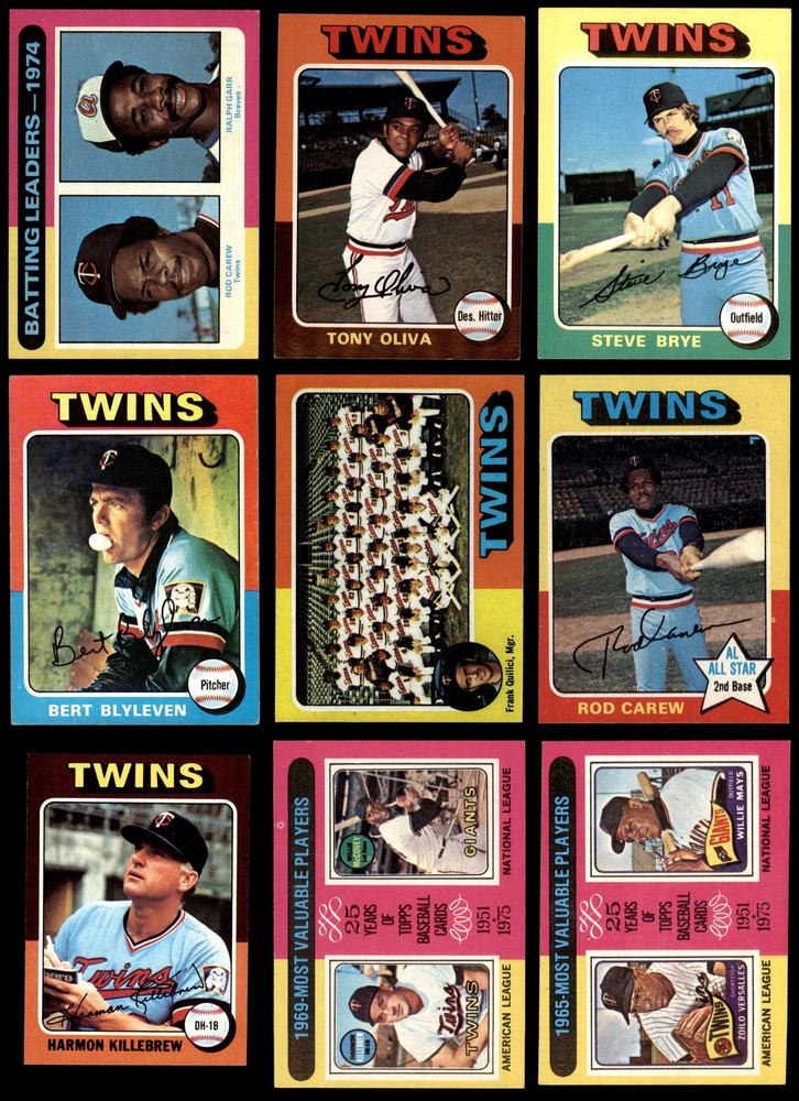 1975 Topps Minnesota Twins Near Team Set 6.5 - EX/MT+ 4796444 (25 / 27 cards)
