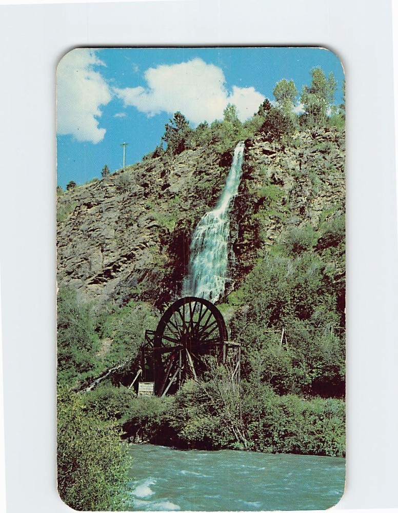 Postcard The Waterfall & Old Water Wheel Clear Creek Idaho Springs Colorado USA