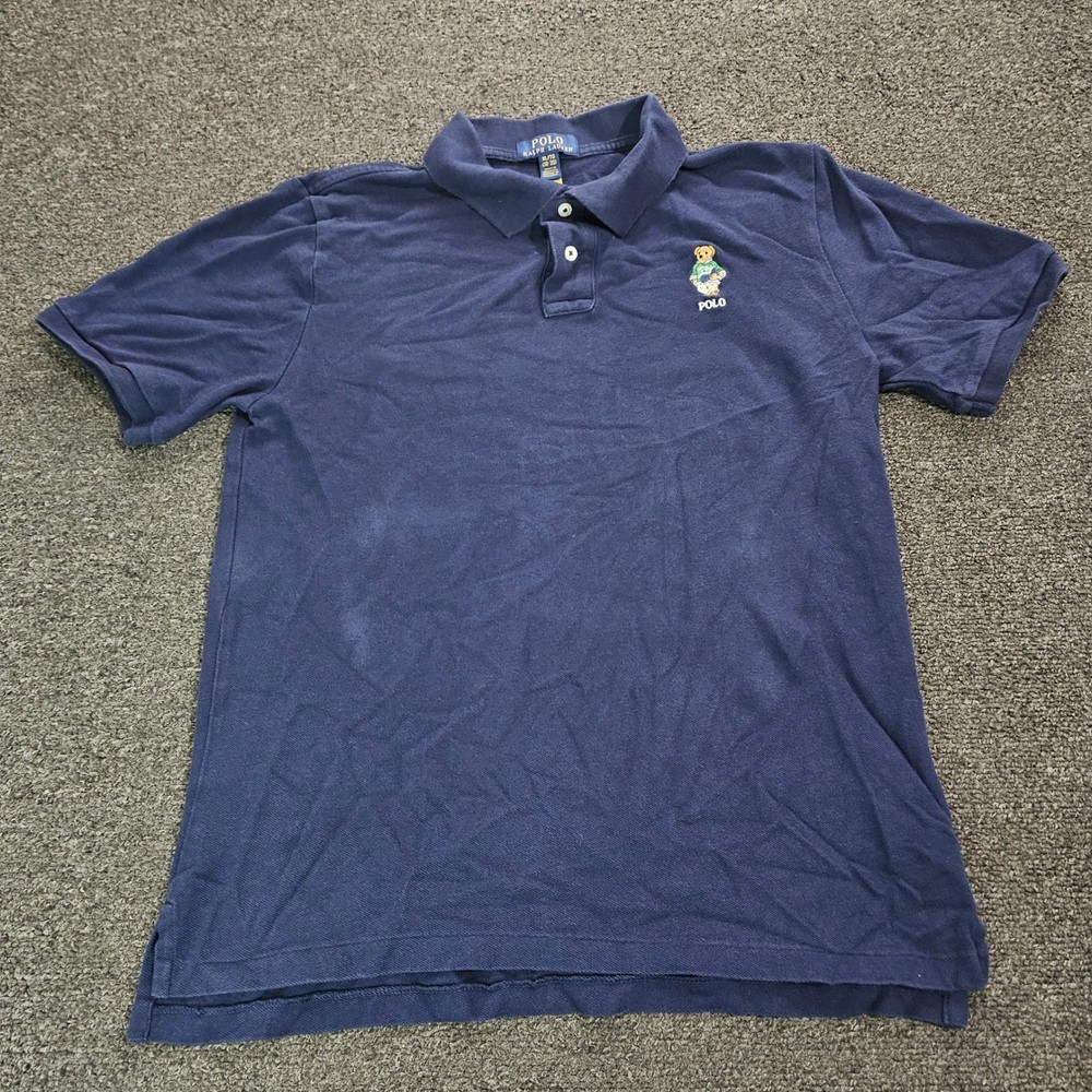 Polo Ralph Lauren Youth Navy Blue Polo Bear Short Sleeve Shirt XL 18-20