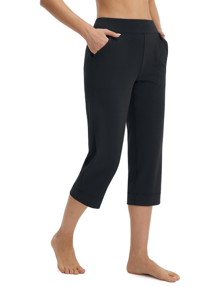 Womens Capri Pants High Waisted Straight Leg Yoga Capris Leggings with Pocket...