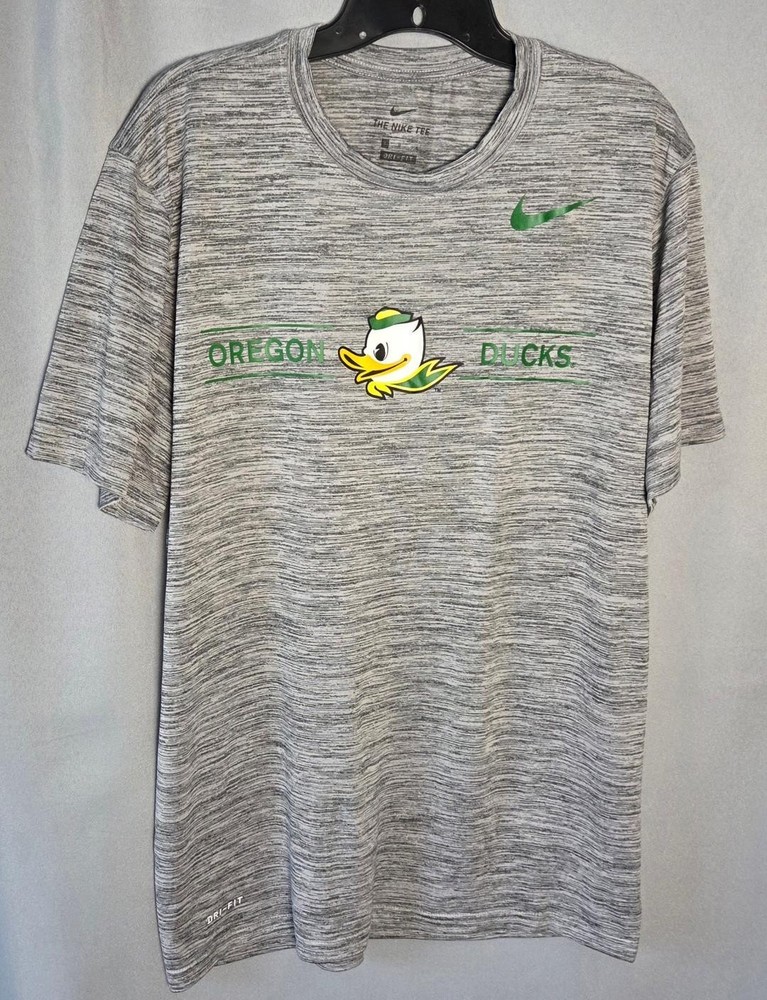 Nike Dri-FIT Oregon Ducks Shirt Men’s L Gray NCAA Logo Athletic Performance Tee