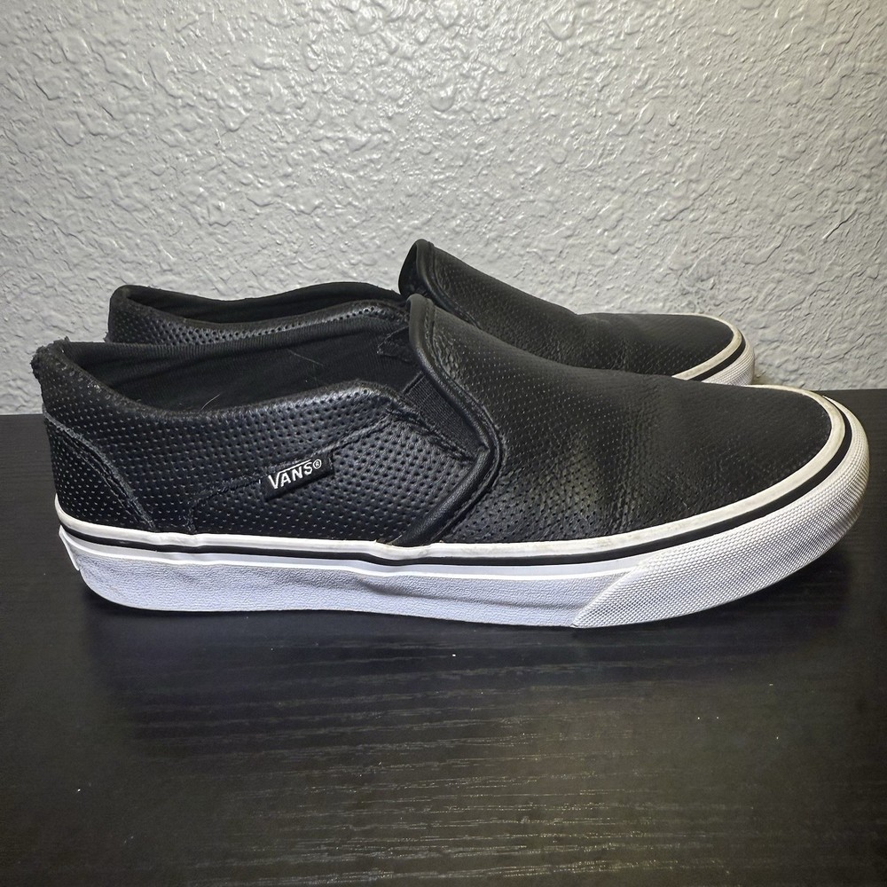 Vans Women's Asher Perforated Slip On Sneaker Shoes Skate Loafers Black Size 7