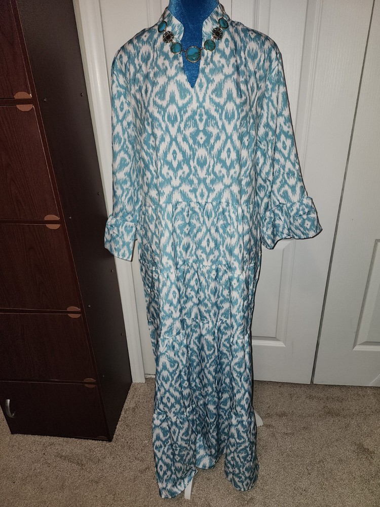 Turquoise Elegant Midi Women Dress Sz 14 1Xl