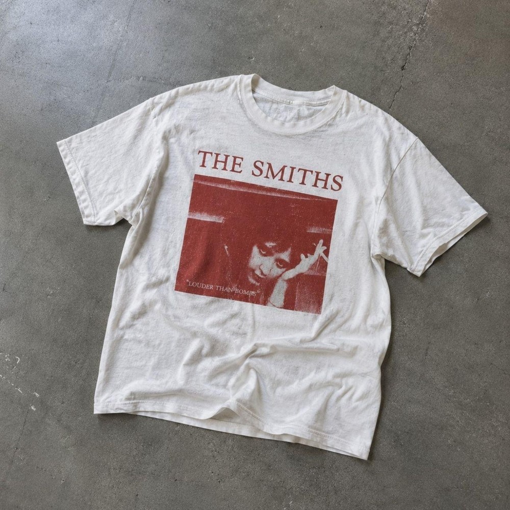 The Smiths Louder Than Bombs White Graphic T-Shirt Vintage Style Band Tee
