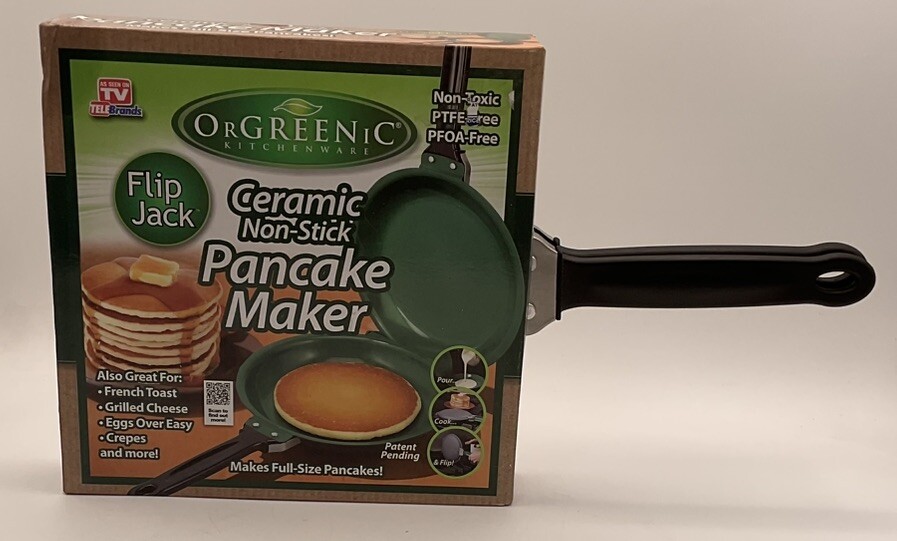 NIB Orgreenic Ceramic Non Stick Pancake Maker As Seen On TV Full Size Pancakes