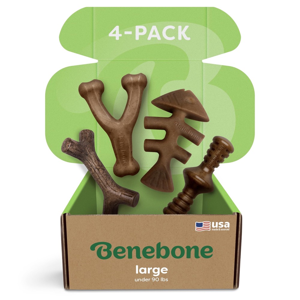 Large 4-Pack Dog Chew Toys for Aggressive Chewers Made in USA 90lbs and Under