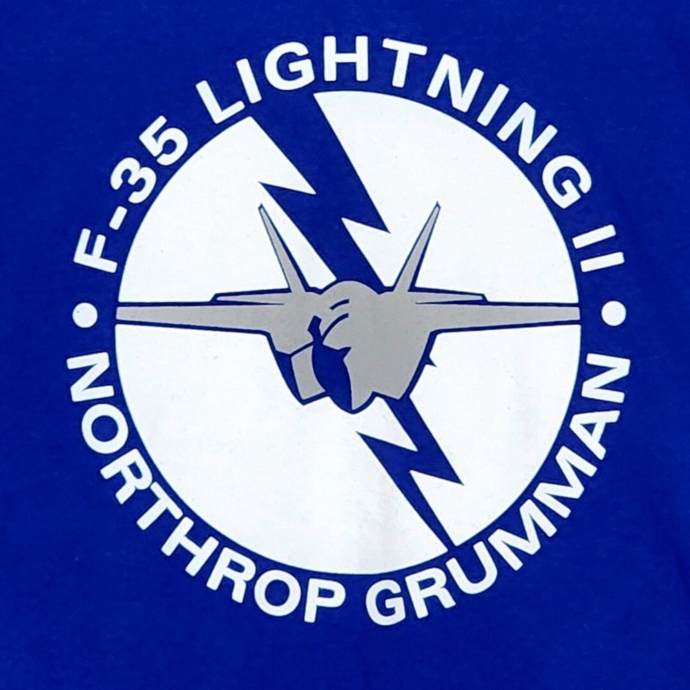 F-35 Lightning II Northrop Grumman Blue w/White Gildan DryBlend T-Shirt Men 2XL
