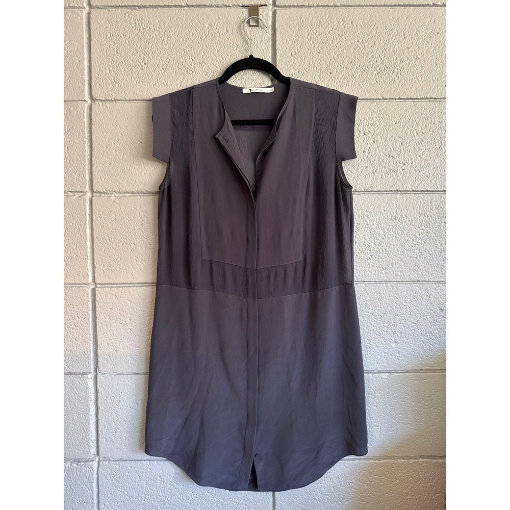 T by Alexander Wang Sheer Navy Blue Capsleeve Tunic Top size S