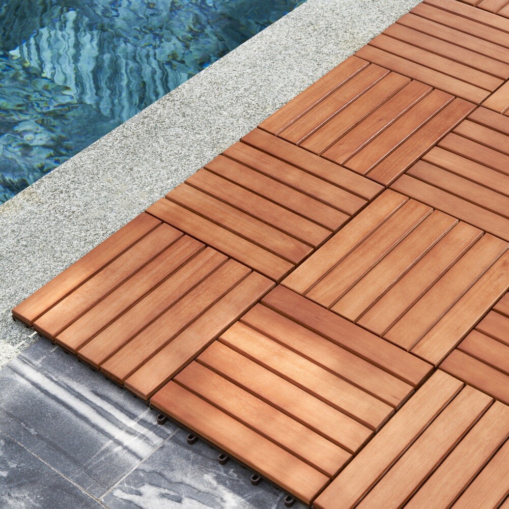 Acacia Interlocking Deck Tiles for Garage Basement Bathroom Floors-image