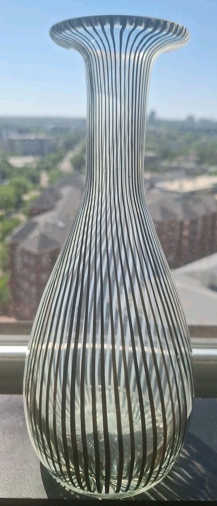 MCM 10.5” Dino Martens Mezza Filigrana Aureliano Toso Murano Stripe Swirl Vase