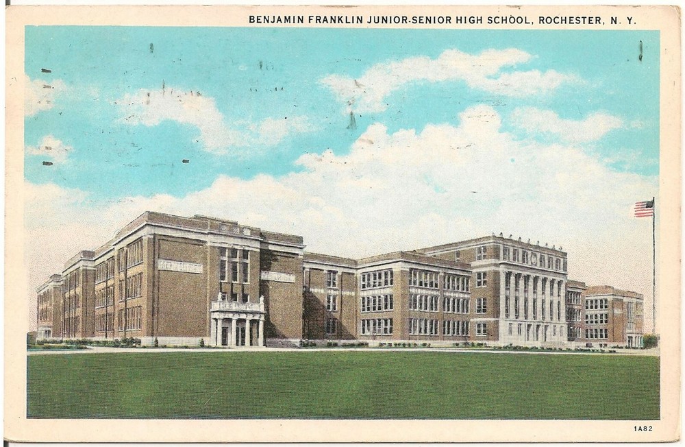 Benjamin Franklin Junior-Senior High School in Rochester NY Postcard 1936