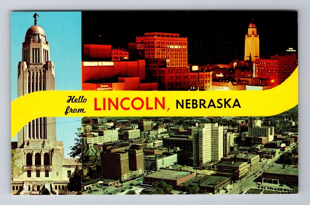 Lincoln NE-Nebraska, General Banner Greetings, Antique Vintage Souvenir Postcard
