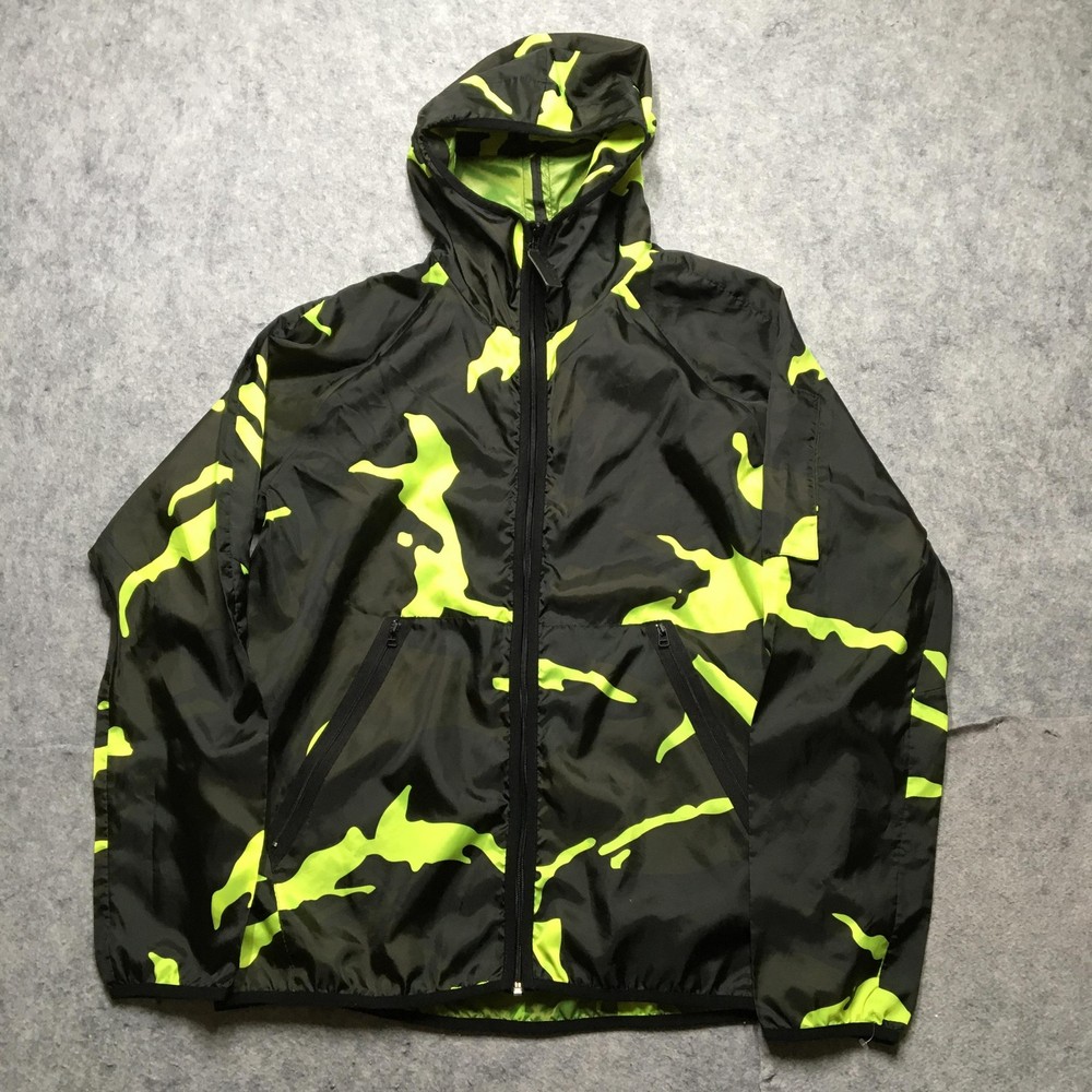 G-Star RAW Jacket Men Large Black Neon Camo STRT HDD OVERSHIRT Hooded Ultralight