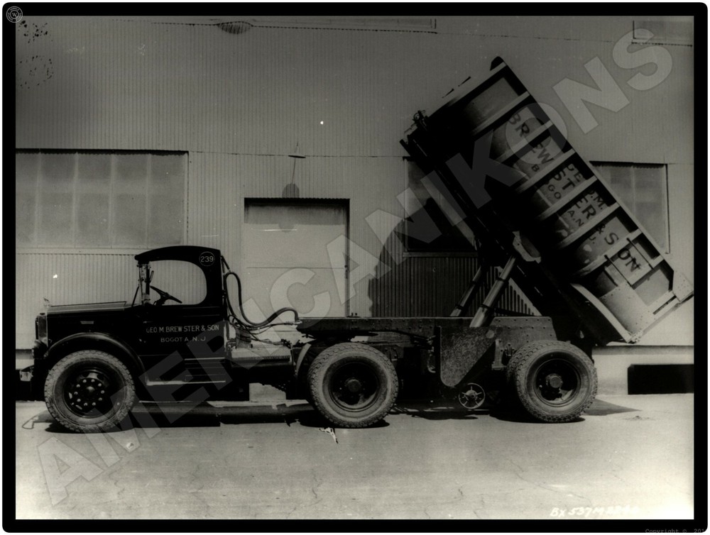 Mack Trucks AC New Metal Sign: 1937 Model BX Dumptruck Brewster & Son Bogata NJ-image