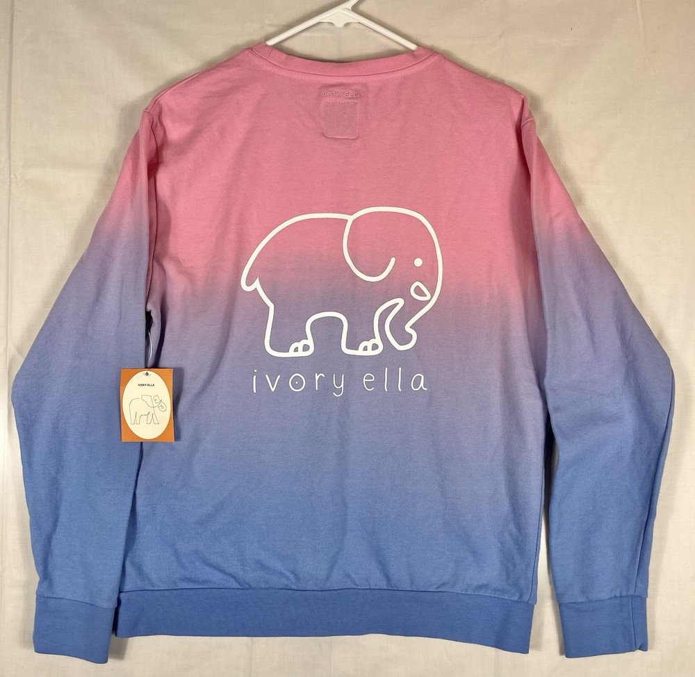 Ivory Ella L/S Pullover Crewneck Sweatshirt Ombré Blue Pink Women’s XS NWT