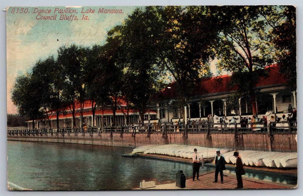 Dance Pavilion Lake Manawa Council Bluffs IA C1910s Postcard AB17
