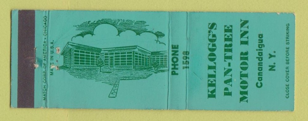 Matchbook Cover - Kellogg's Pan Tree Motor Inn Canandaigua NY