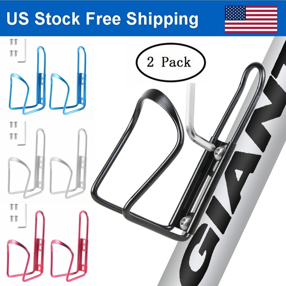 2 Pack Bike Water Bottle Cages Bicycle Lightweight Aluminum Alloy Bottle Holder
